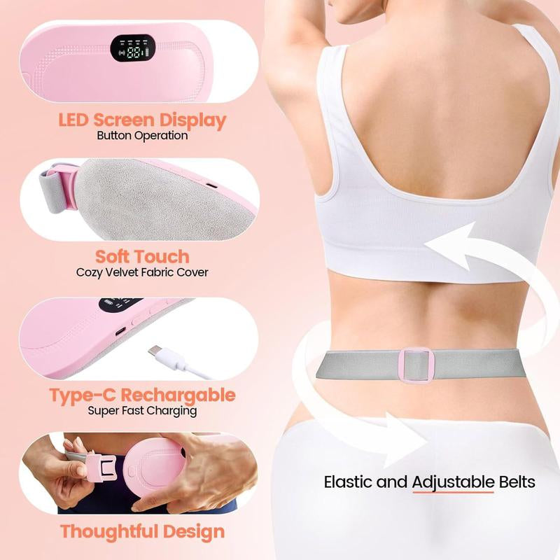 Menstrual Heating Pad: Smart Cordless Uterus Warmer Belt with Electric Waist Massager and Vibration Function