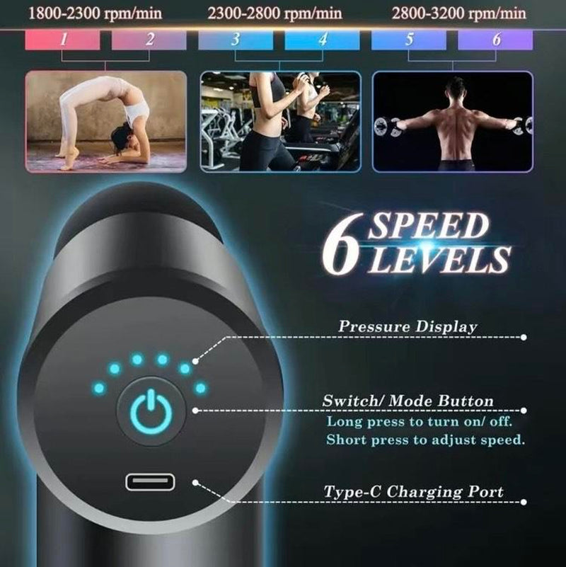 Electric Massage Machine with Replacement Heads, 1 Set Portable Handheld Comfort Muscle Massage Gun