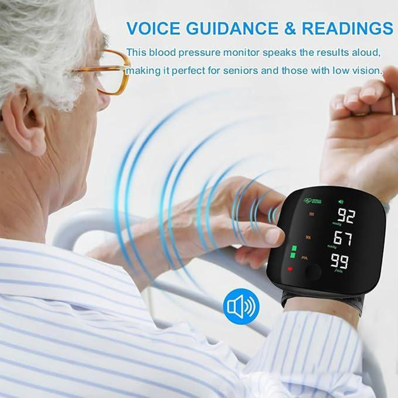 Wrist Blood Pressure Monitor,Rechargeable Blood Pressure Monitor for Home Use, LED Display, Voice Broadcast,Wrist Measuring Instrument, Touch Screen Wrist Blood Pressure Cuff, 99X2 Reading Memory Wrist Blood Pressure Monitor, with Carrying Case.