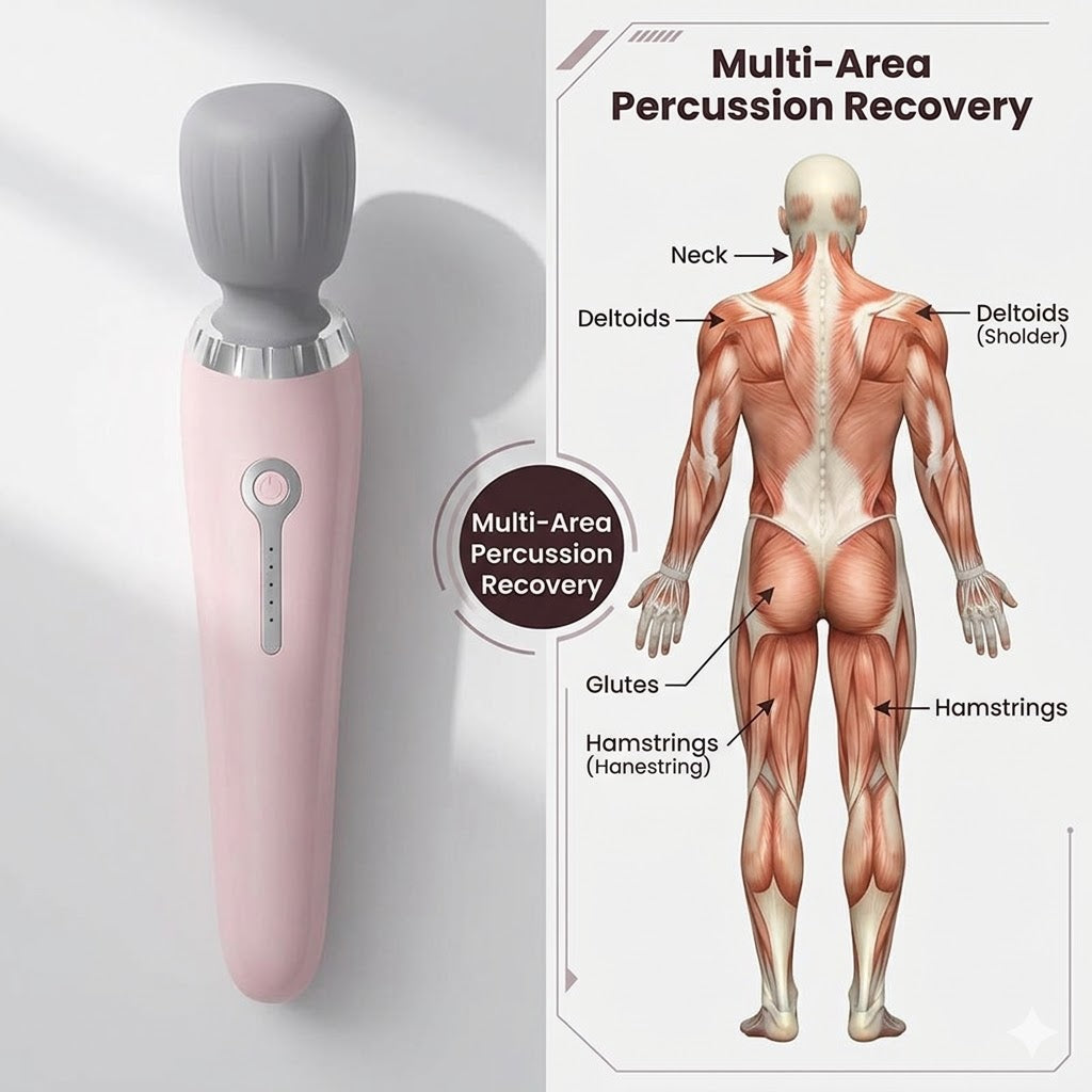 Tragbares, per USB aufladbares Handmassagegerät mit Hochfrequenz-Vibrationsmotor zur Linderung von Muskelverspannungen in Nacken, Rücken, Beinen und Taille.