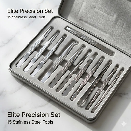 Professionelles 15-teiliges Reinigungsset: Instrumente aus chirurgischem Edelstahl 401 für die Tiefenreinigung der Poren – inklusive hochwertigem Metallkoffer