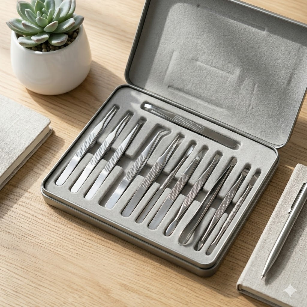 Professionelles 15-teiliges Reinigungsset: Instrumente aus chirurgischem Edelstahl 401 für die Tiefenreinigung der Poren – inklusive hochwertigem Metallkoffer